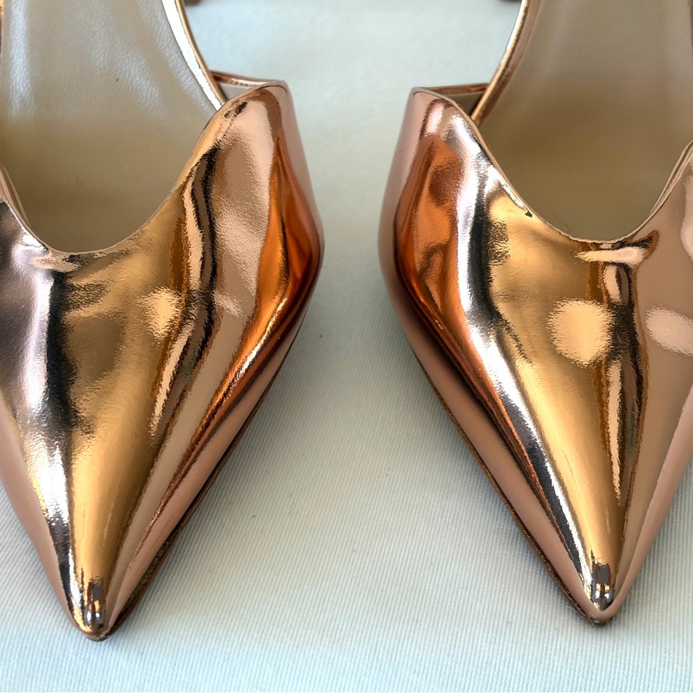 Giorgio Armani Metallic Rose Gold Stiletto Heels, ankle strap, worn once, 37 - Picture 4 of 16